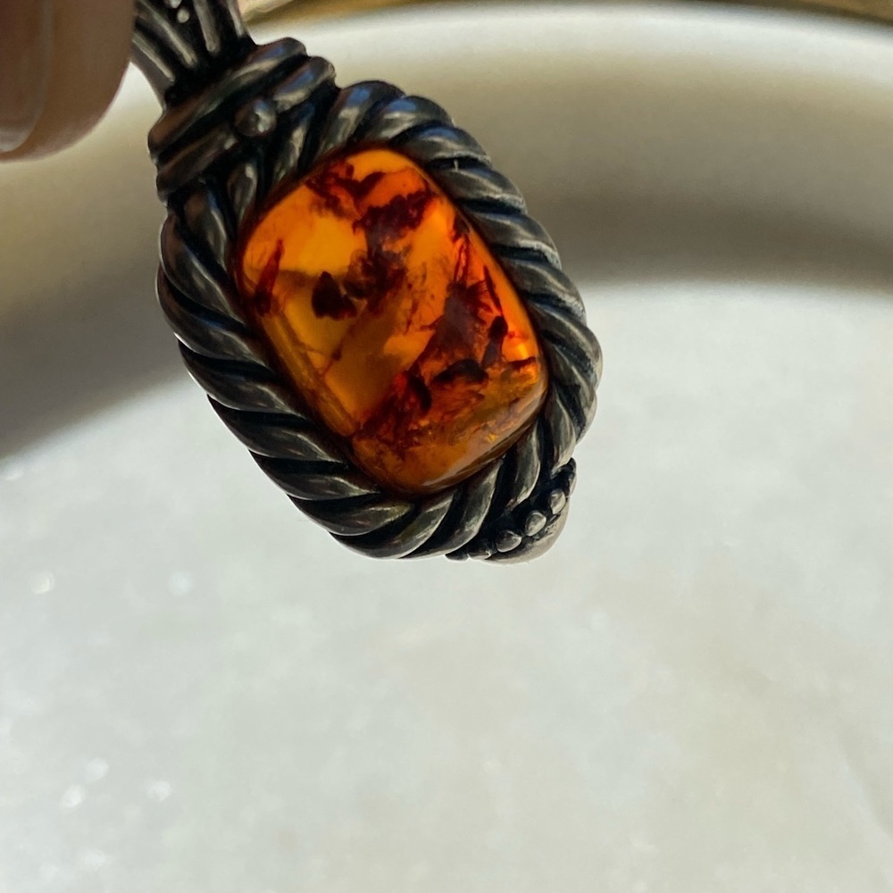 925 Sterling Silver Amber pendant - Picture 4 of 6
